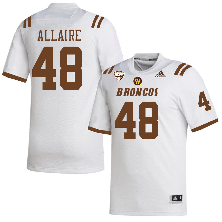 #48 Cale Allaire Western Michigan Broncos College Football Jerseys Stitched-White